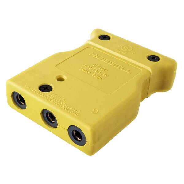 Pin & Sleeve Receptacle, 100 A, 250V AC, Screw Terminals Wire Connection Type Yellow
